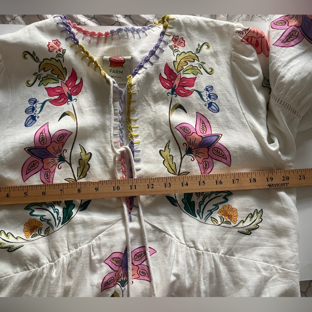 FARM Rio Cream Long-Sleeve Floral Embroidered Mini Dress - Picture 11 of 15
